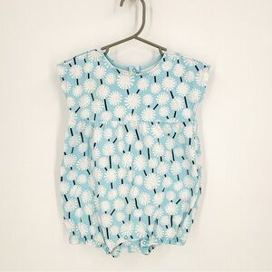 Primary Blue and White Bodysuit with Cap Sleeves